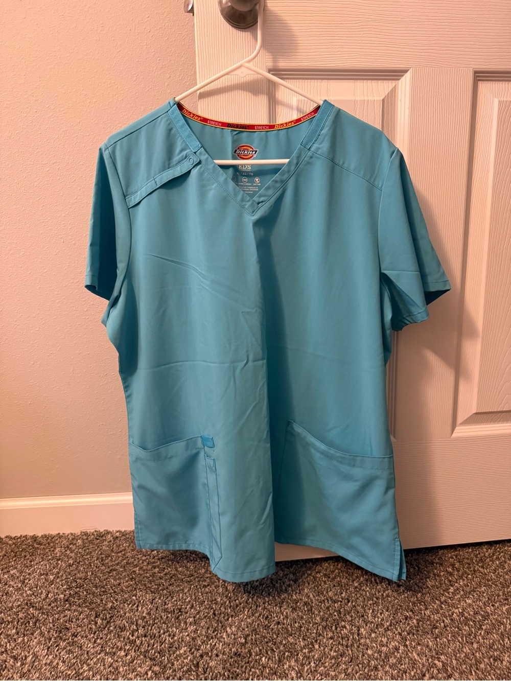 Dickies Light Aqua Blue V-Neck Scrub Top